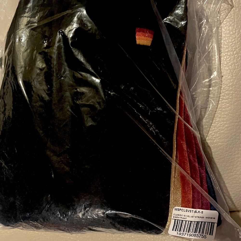 Brand New Aviator Nation 5 stripe Sweatpants Size S Blk/Velvet stripe